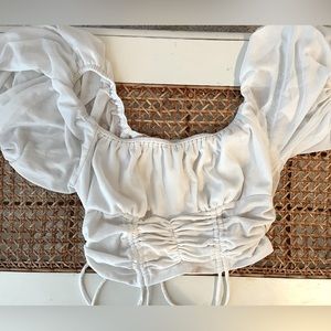Princess Polly White Puff Sleeve crop top